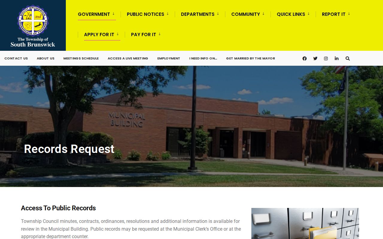 South Brunswick residents directory OPRA records-request information
